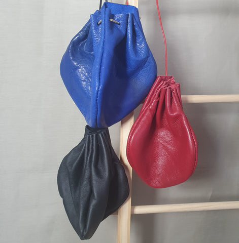 Coloured Leather Drawstring Pouches